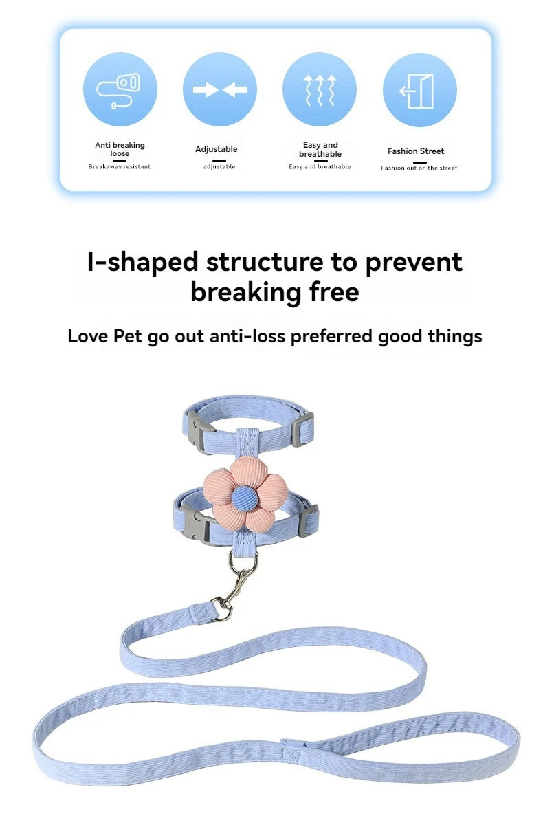 Cat Harness and Leash Set Adjustable Breathable Kitten Harness