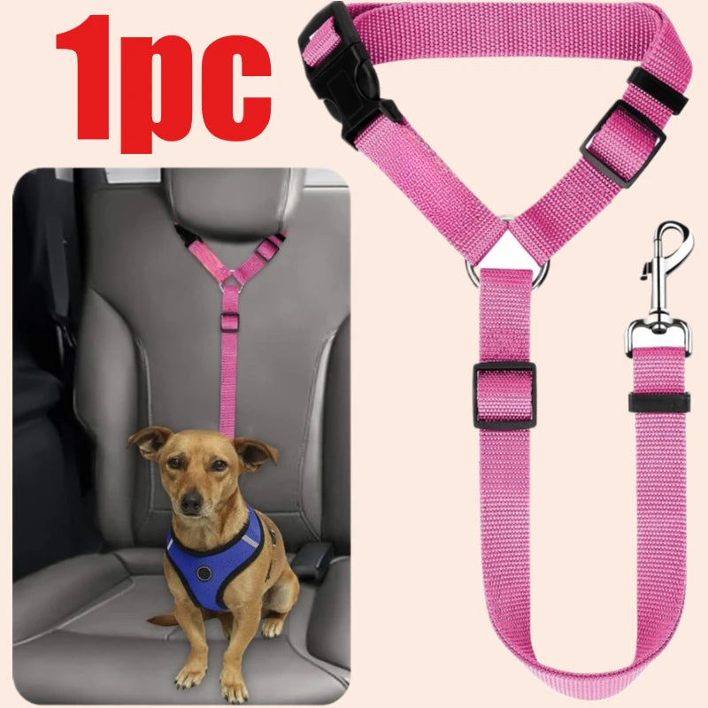 Dog Car Seat Belt – Adjustable Nylon Pet Safety Leash