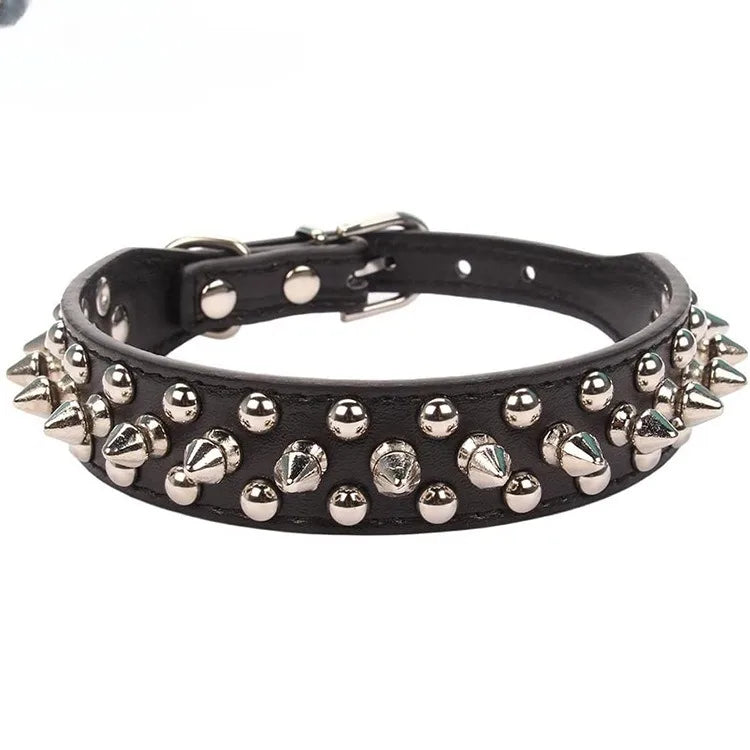 Leather Dog Collar Adjustable PU Neck Strap with Buckle