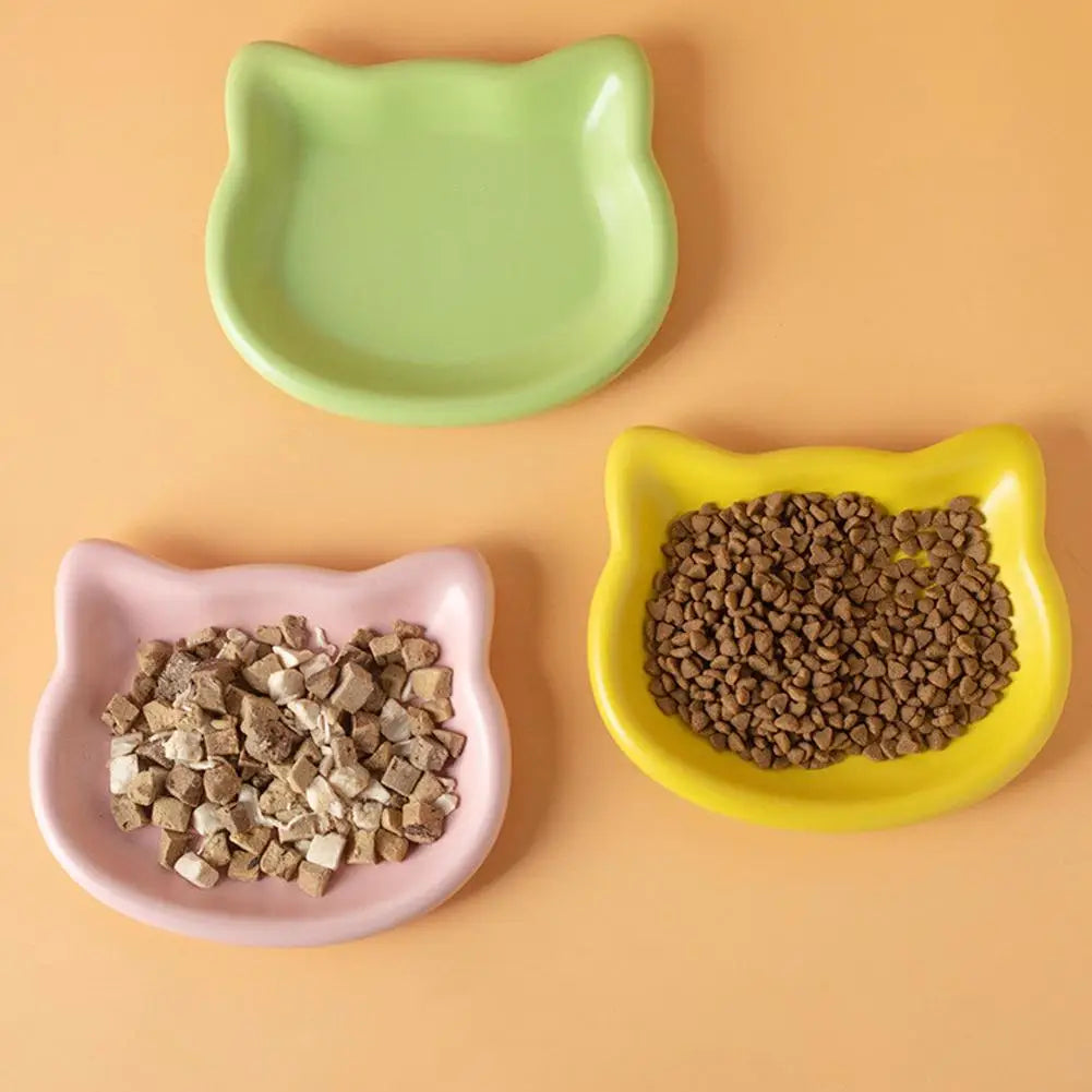 Cat Food Bowl – Shallow Plastic Cat Feeding Dish for Wet & Dry Food