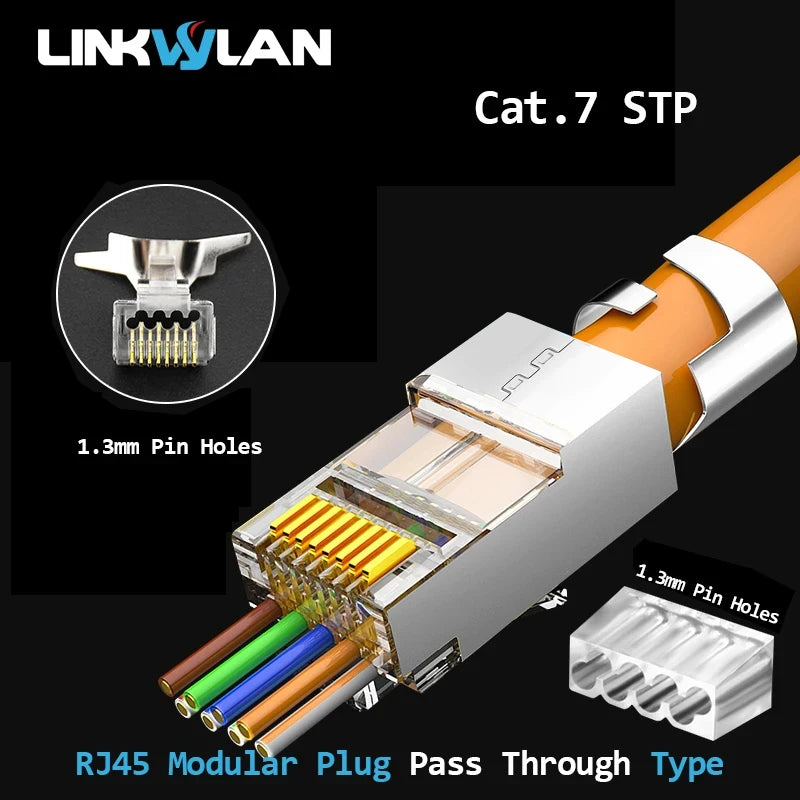RJ45 Pass-Through Connector – Cat5e/Cat6/Cat7 Modular Plug