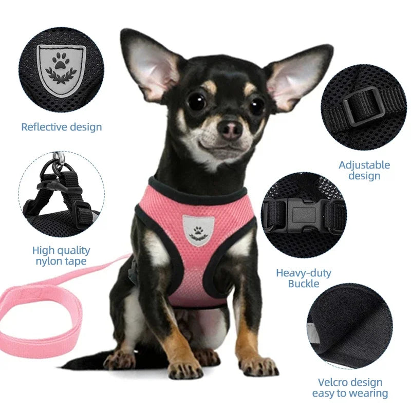 Puppy Harness, Soft Reflective Adjustable Harness with Leash