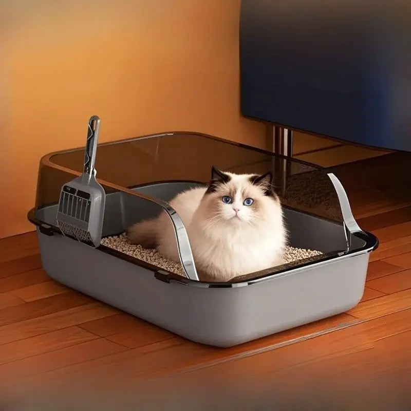 Enclosed Cat Litter Box – High-Sided Splashproof Tray