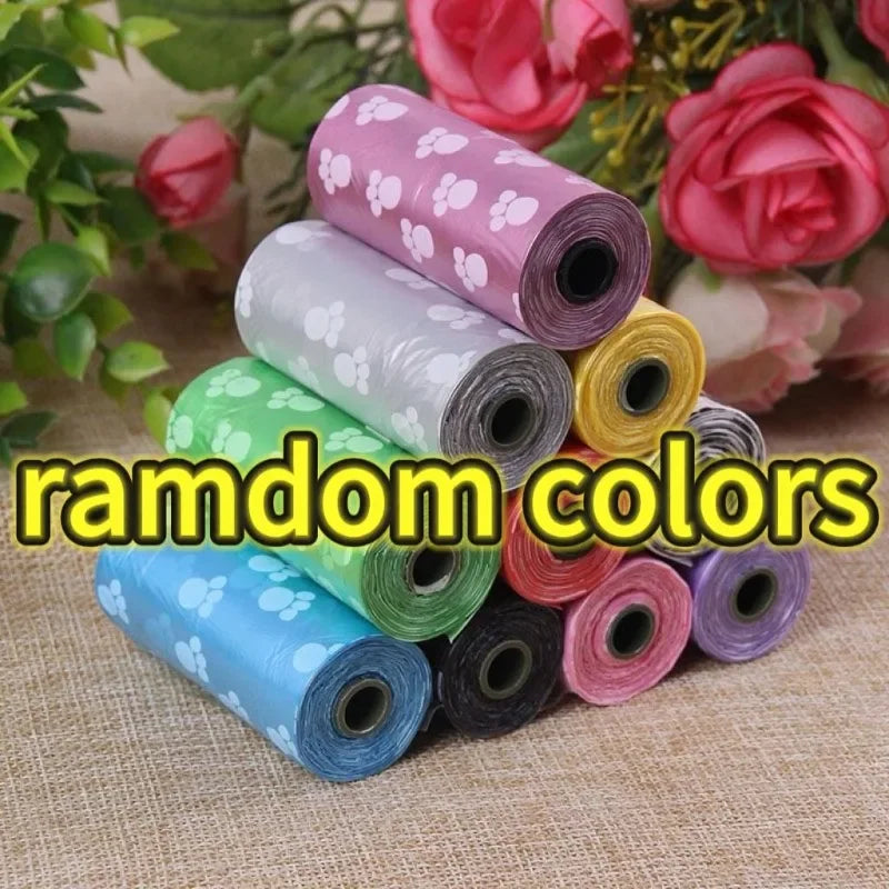 Dog Poop Bags Biodegradable Leak Proof Scented Paw Print Rolls