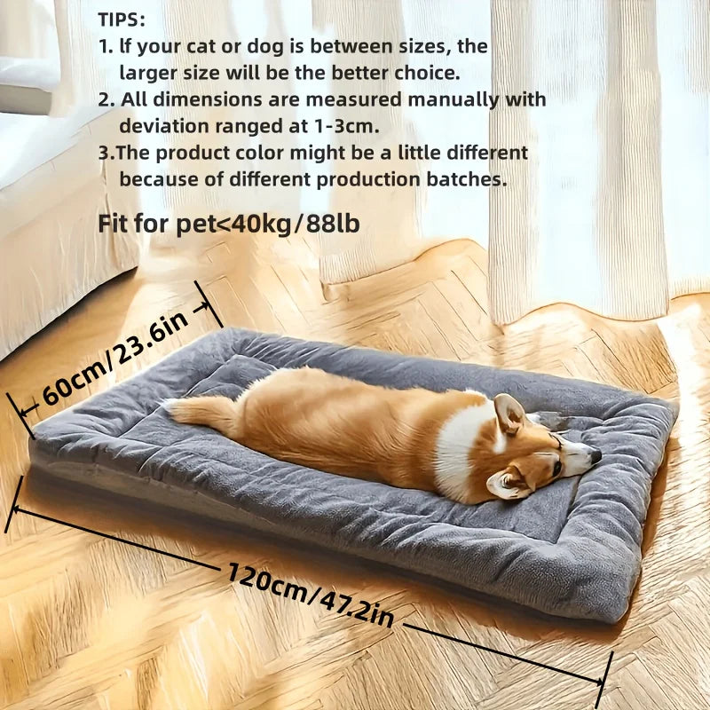 Plush Dog Bed – Oversized Soft Sofa Crate Pad for Cats & Dogs