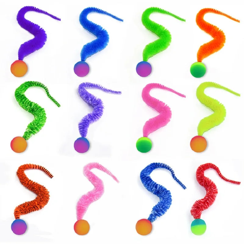 Interactive Cat Ball Toy – Colorful Bouncing Worm Toy