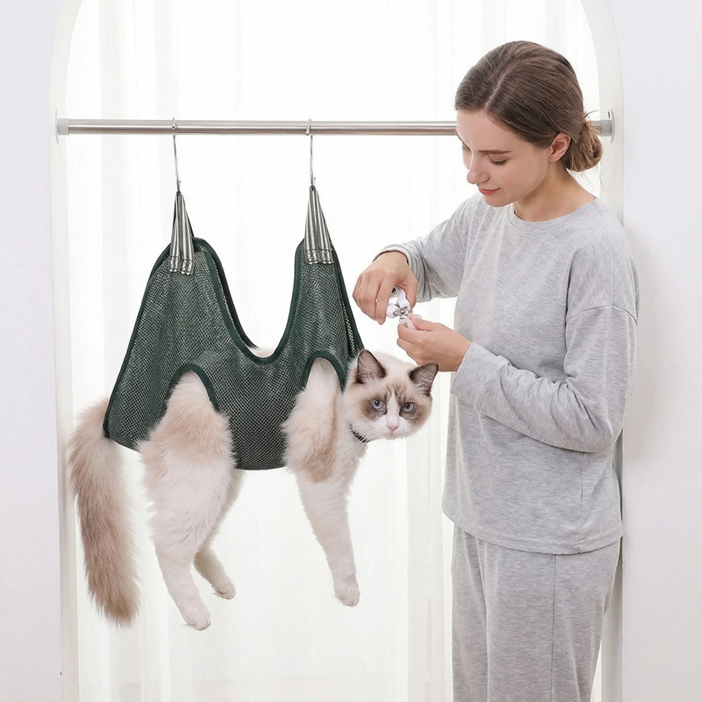 Pet Grooming Hammock – Adjustable Cat & Dog Nail Trimming Sling