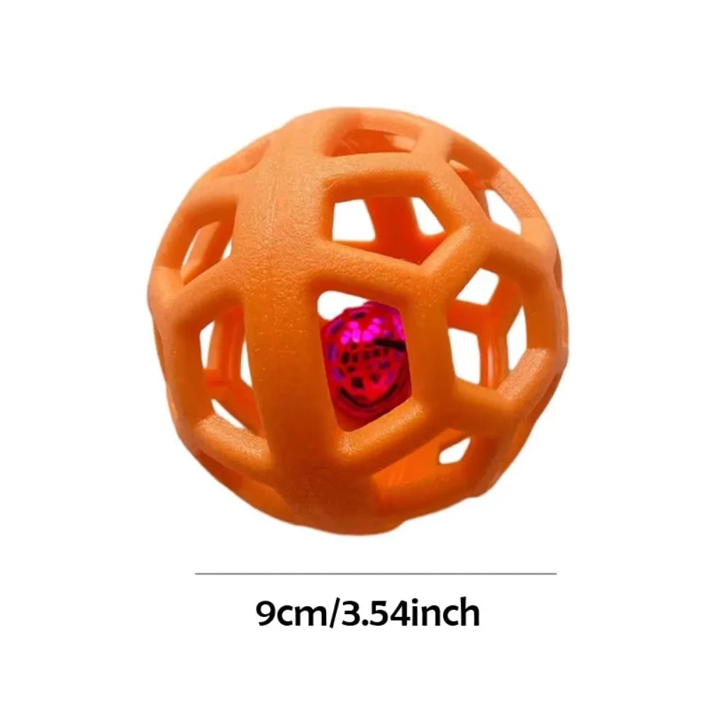Dog Hollow Ball Toy Rubber Chew Toys for Dogs Cleaning Teeth Molar Bite Resistant Toy with Bell Puppy Training Game
