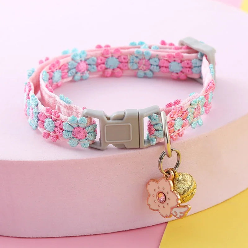 Embroidered Cat Collar with Bell – Breakaway Safety Buckle
