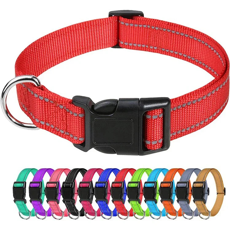 Reflective Dog Collar, Adjustable Nylon Safety Collar for Small Dogs