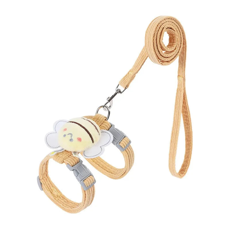 Cat Harness and Leash Set – Adjustable Cartoon Bee Design
