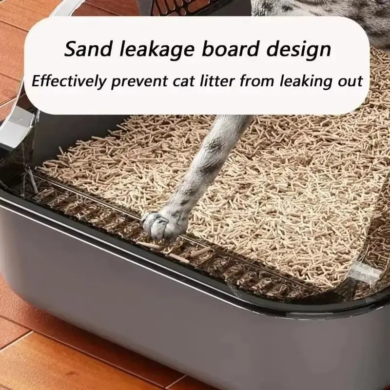 Cat Litter Box – Semi-Enclosed High-Sided Toilet Tray