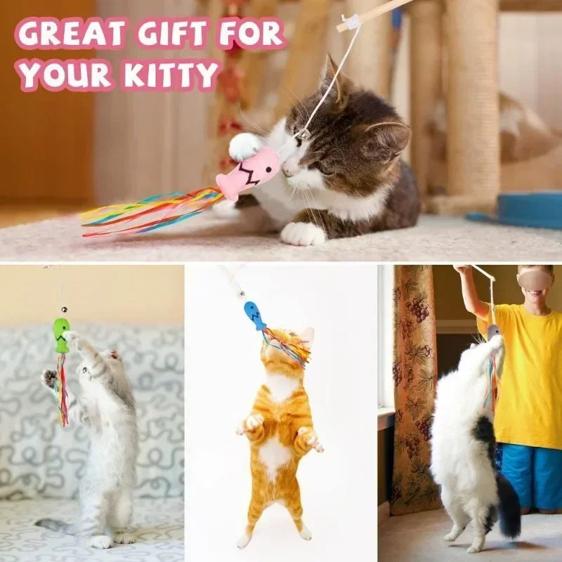 Cat Wand Toy with Bell & Catnip – Interactive Teaser for Indoor Cats