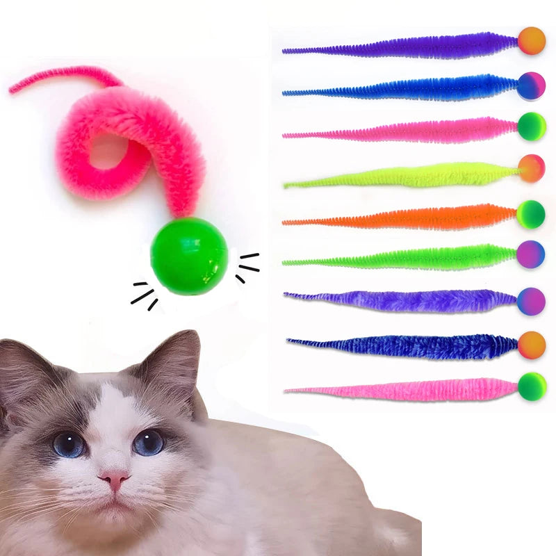 Interactive Cat Ball Toy – Colorful Bouncing Worm Toy