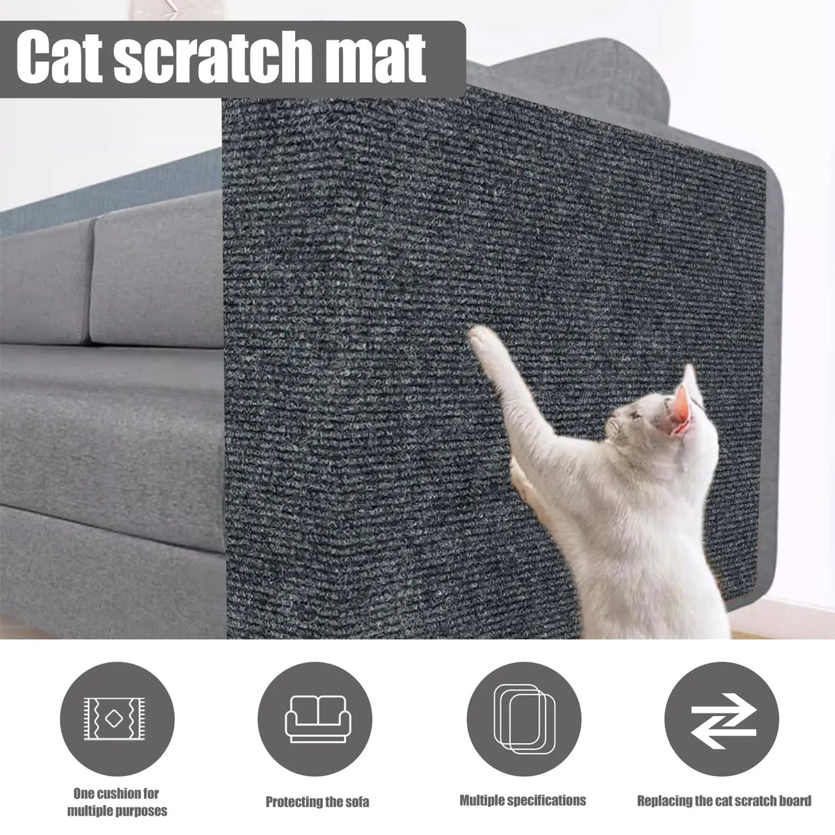 Cat Scratching Pad – Self-Adhesive Trimmable Mat for Furniture