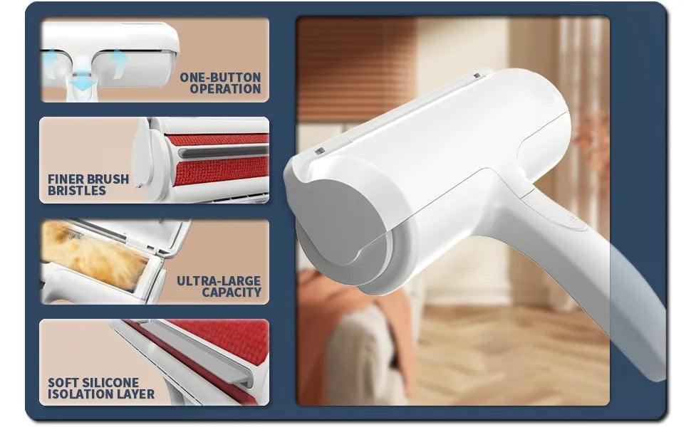 Pet Hair Remover Roller with Self-Cleaning Base for Dogs & Cats
