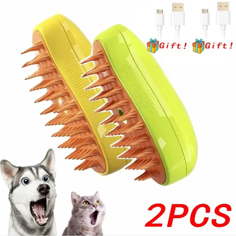 Cat Steam Brush 3-in-1 Pet Grooming Brush for Loose Hair & Tangles