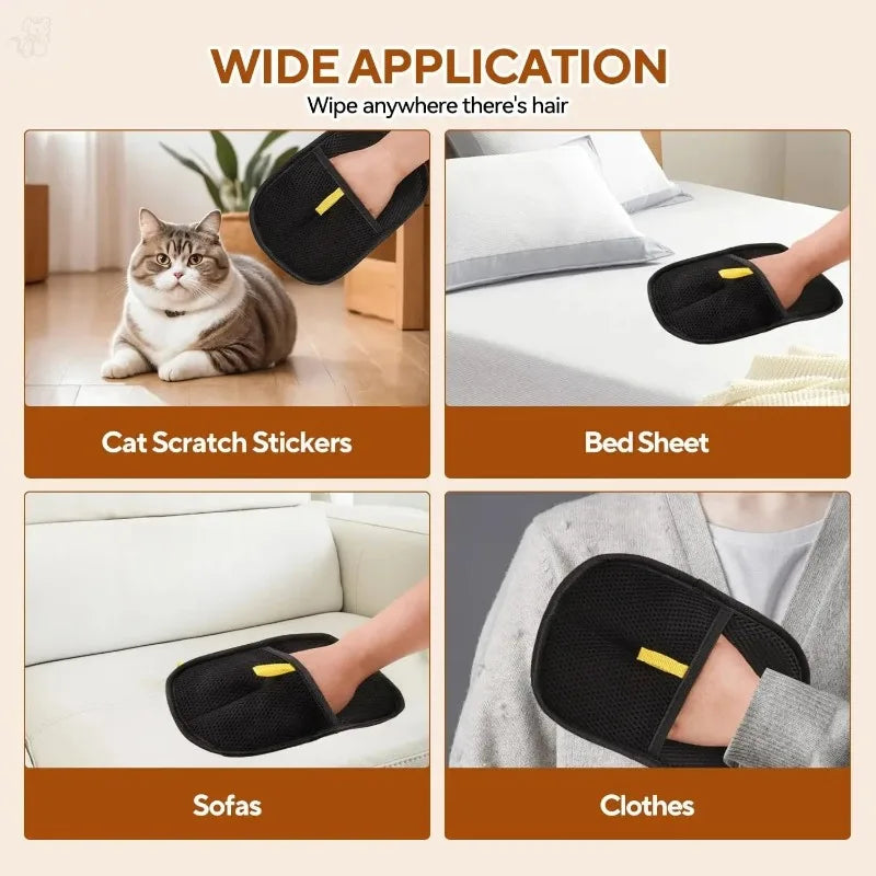 Pet Hair Removal Gloves, Reusable Grooming & Fur Cleaning Mitts