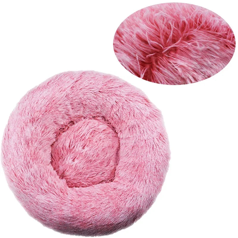 Plush Dog Bed Round Soft Calming Bed for Small Large Dogs & Cats