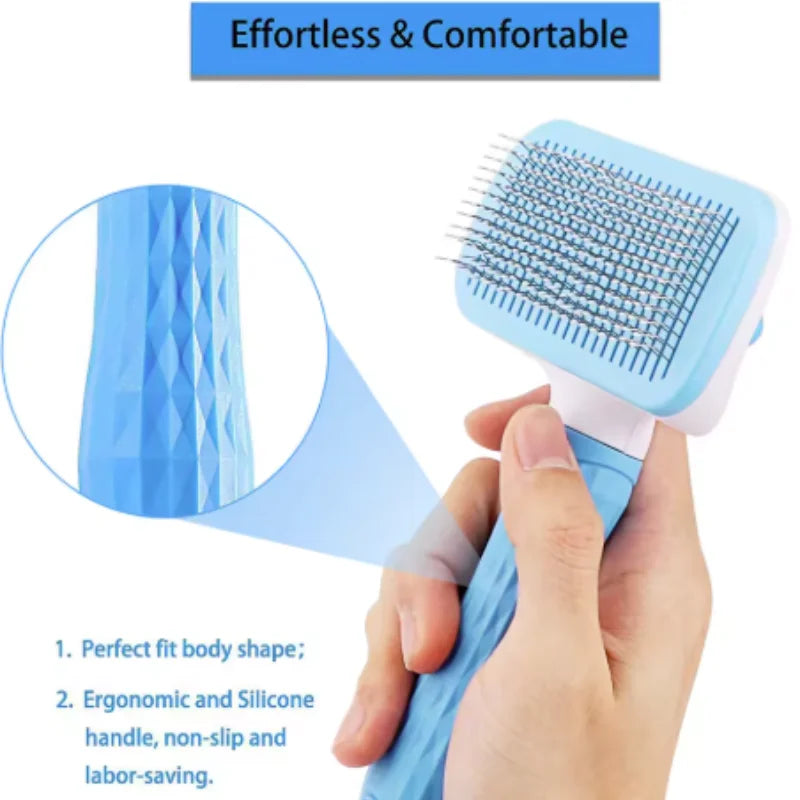 Dog Grooming Brush Self Cleaning Pet Hair Removal Comb