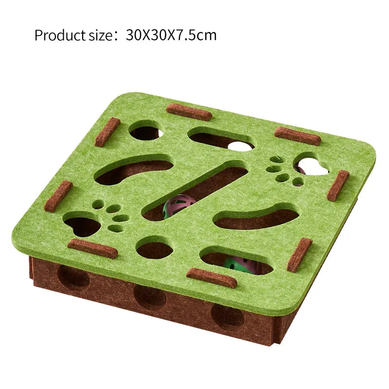 Cat Puzzle Toy Felt Maze Tunnel with Bell Ball for Indoor Play
