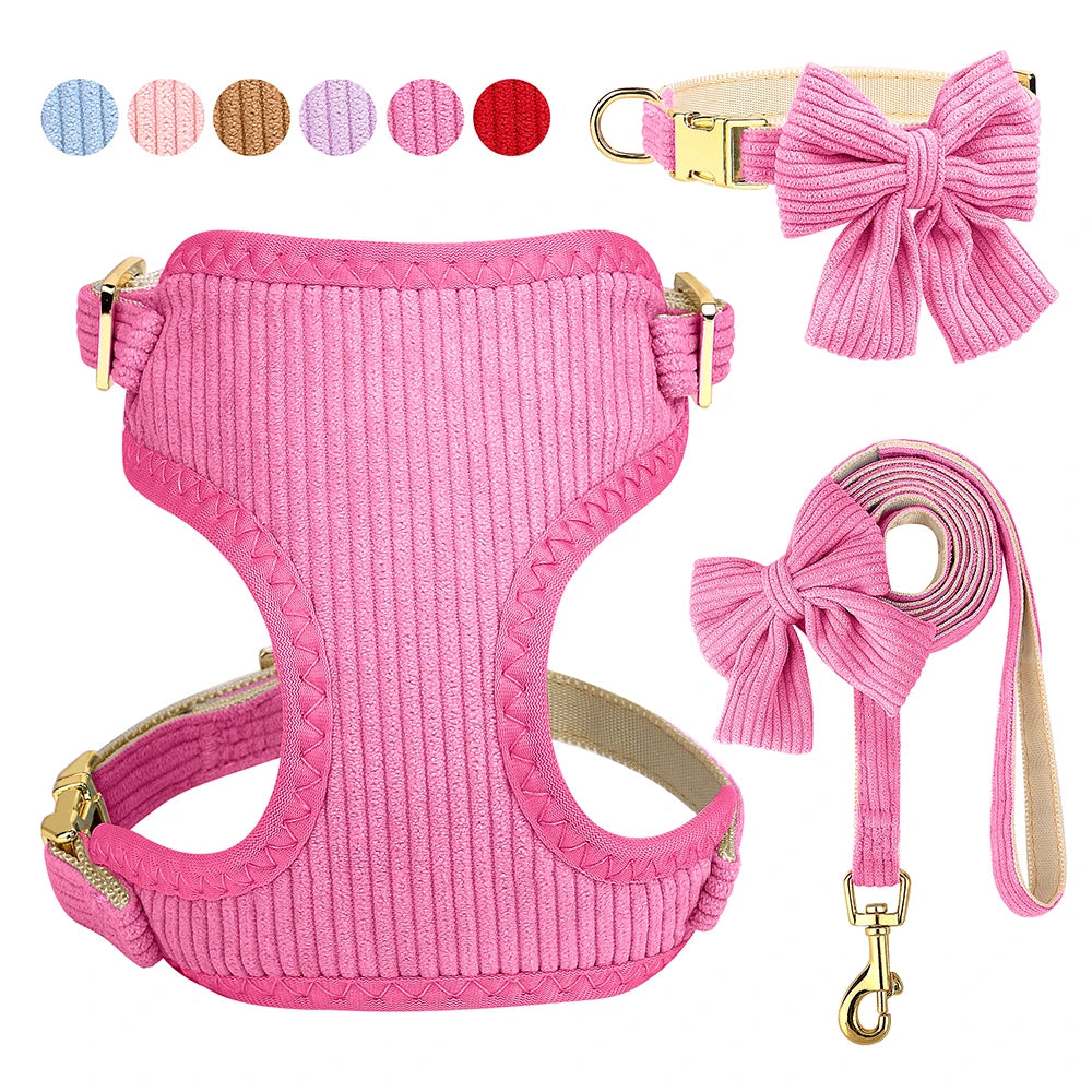 Dog Harness Leash Set, Soft Adjustable Harness & Collar for Small Dogs