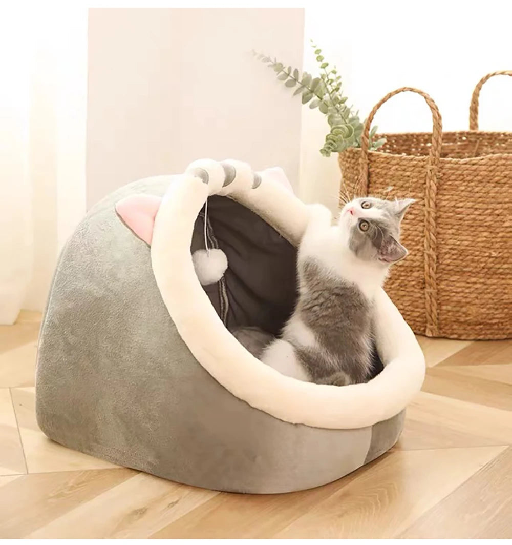 Enclosed Cat Bed, Foldable Washable Sleeping Cave for Small Pets