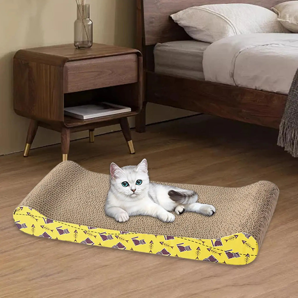 Cardboard Cat Scratcher – Lounge Bed & Scratching Pad for Cats