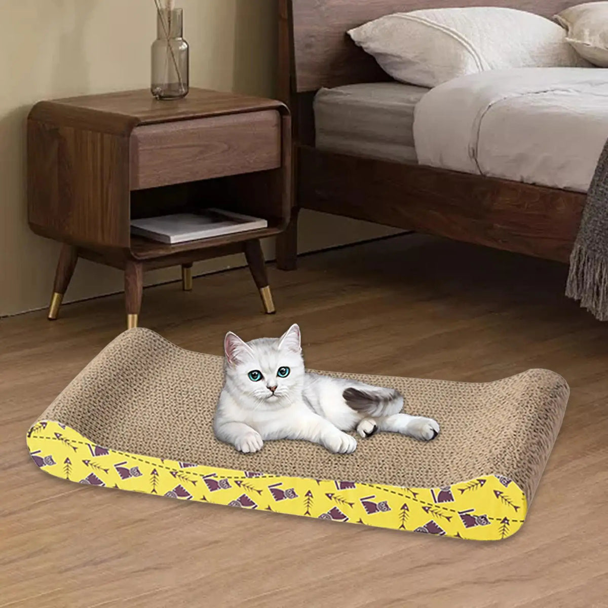 Cardboard Cat Scratcher – Lounge Bed & Scratching Pad for Cats