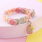 Adjustable Cat Collar with Bell – Colorful Paw Print Kitten Collar