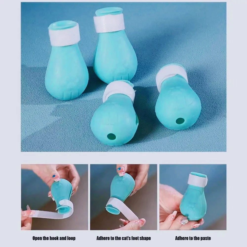 Cat Muzzle for Grooming, Anti-Bite Cover with 4 Paw Shoes