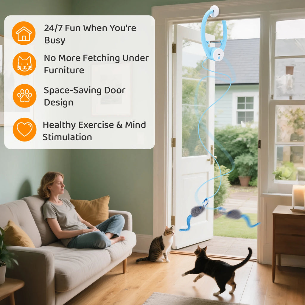 Automatic Interactive Cat Toy – Rechargeable Fluttering Feather Wand