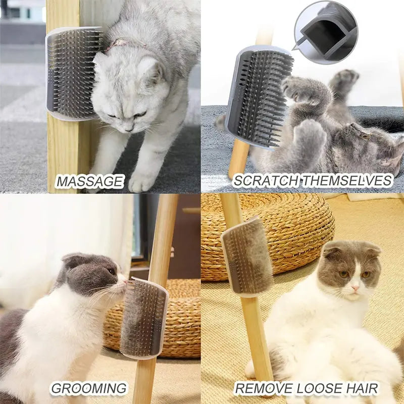 Cat Corner Brush Self Grooming Hair Removal & Massage Scratcher