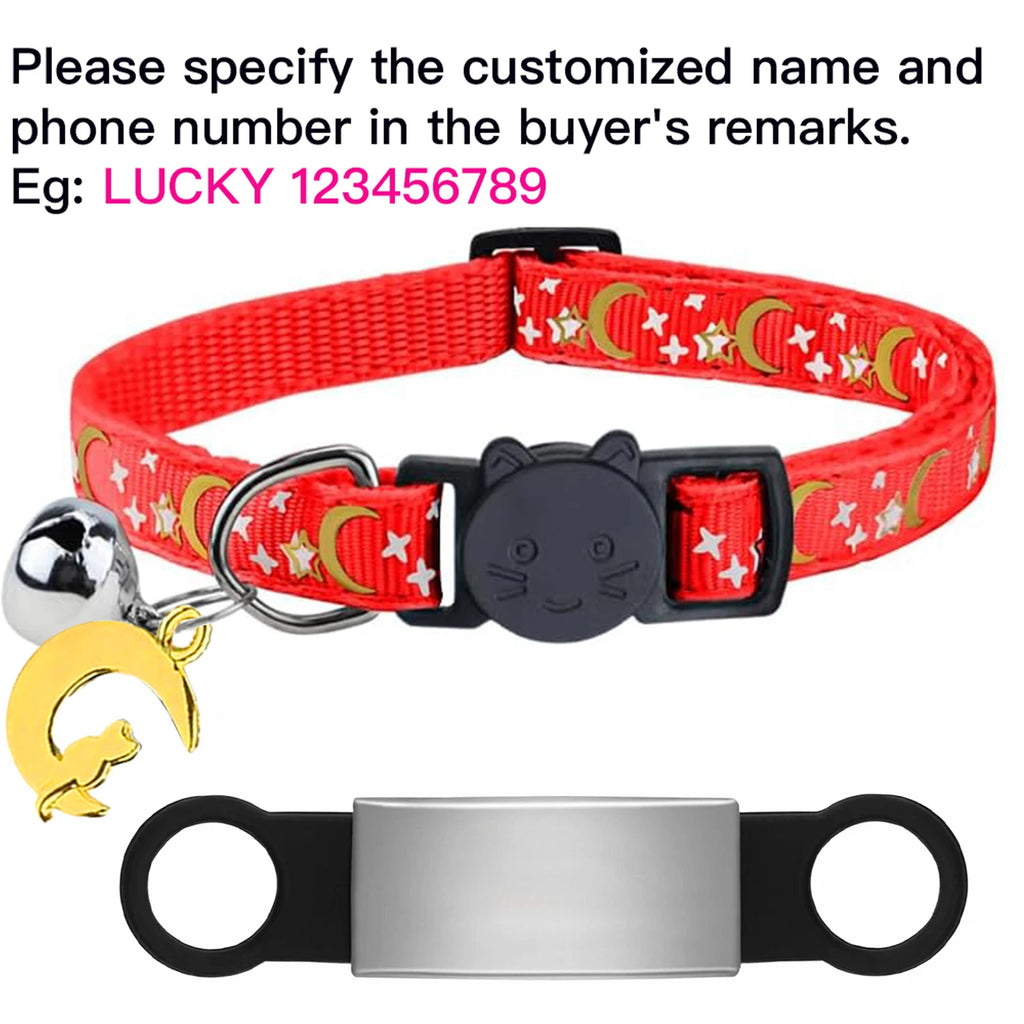 Personalized Cat Collar with Engraved ID Tag, Bell & Glow Design