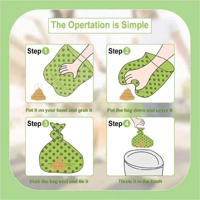 Dog Poop Bags Biodegradable Leak Proof Scented Paw Print Rolls