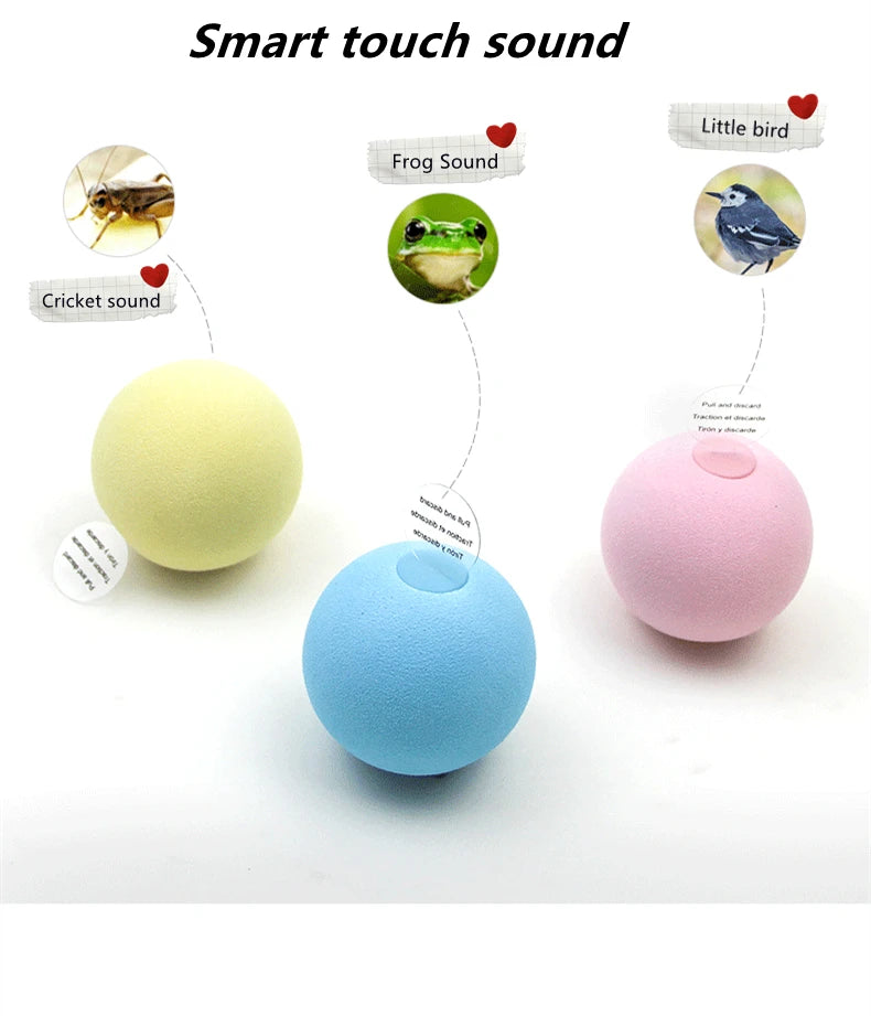 Interactive Cat Ball Toy with Touch Sounds and Catnip Compartment