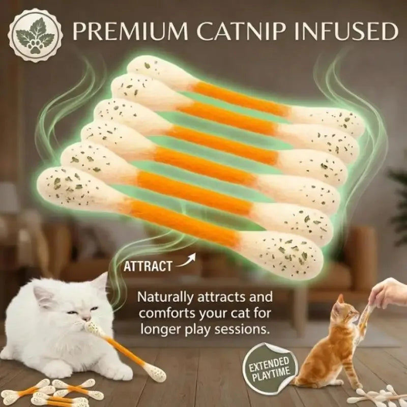 Catnip Chew Toy – Cotton Swab Shaped Cat Bite Stick
