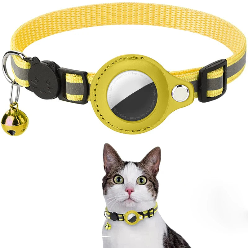 AirTag Cat Collar with Reflective Holder, Bell & Adjustable Fit