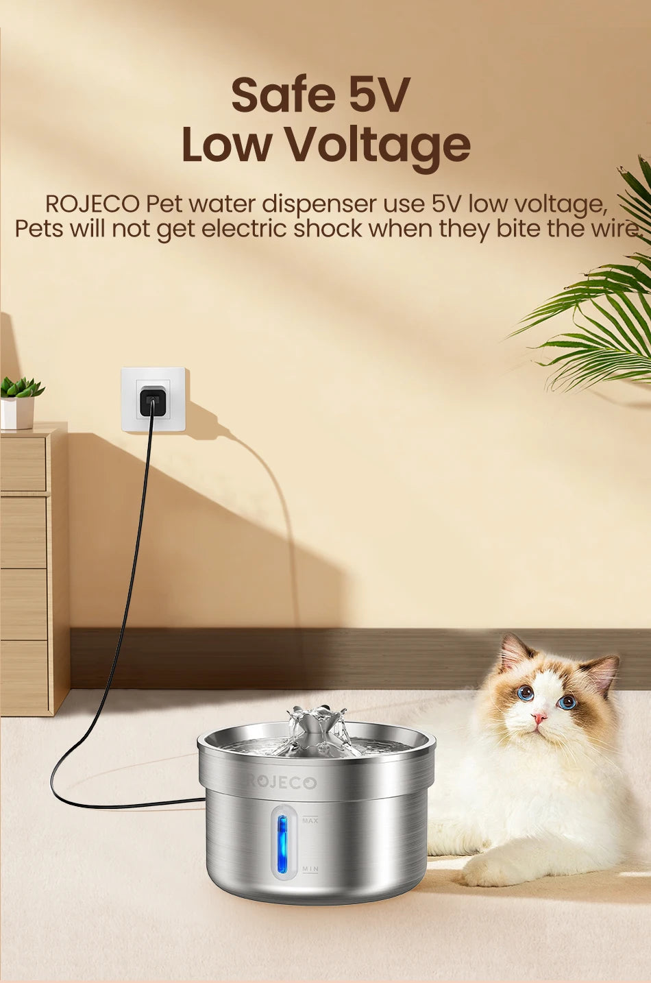 Cat Water Fountain Stainless Steel Automatic Pet Water Dispenser