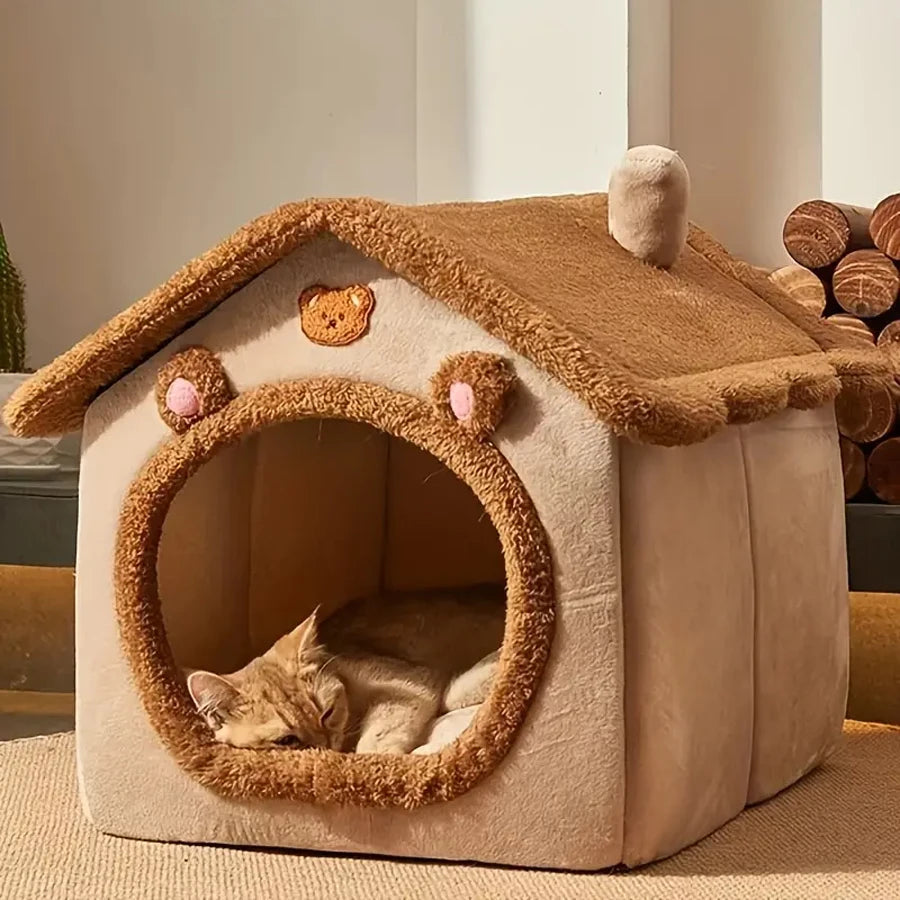 Foldable Cat House – Washable Cave Bed for Cats & Small Dogs