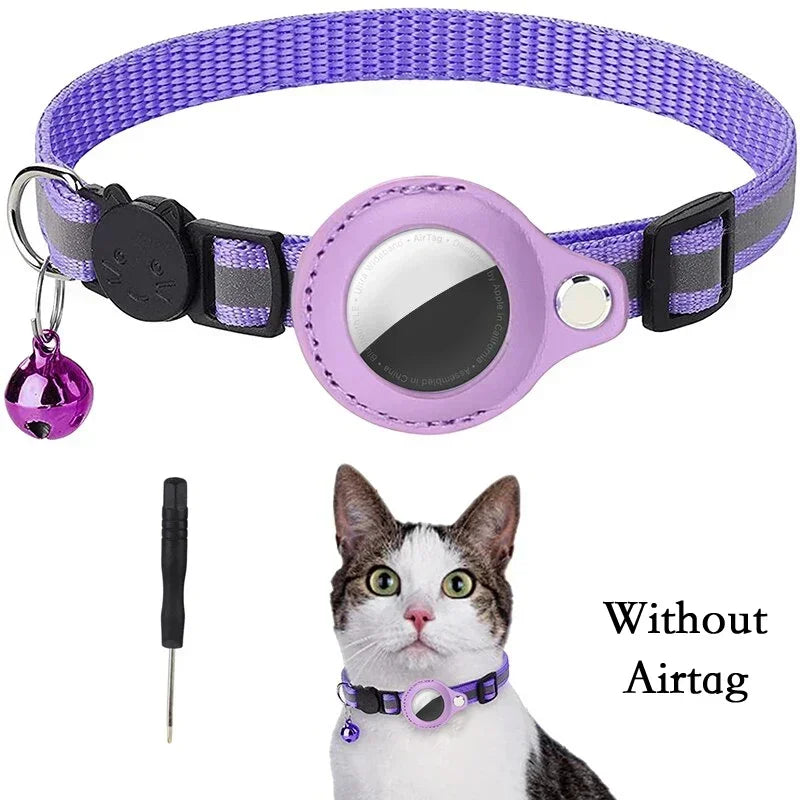 AirTag Cat Collar with Reflective Holder, Bell & Adjustable Fit