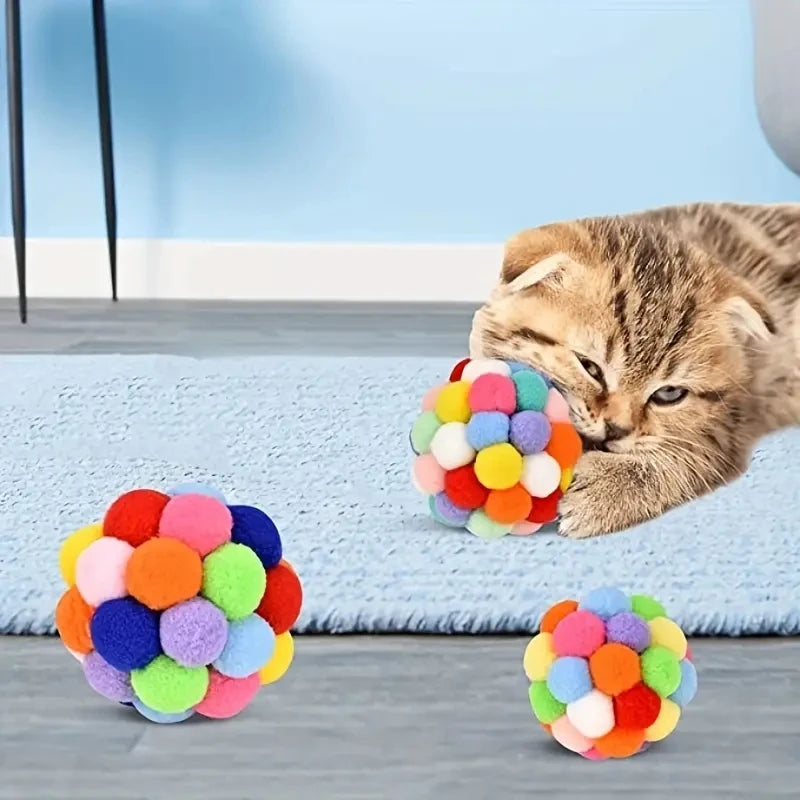 Cat Ball Toy Set – Plush, Woolen & Bell Balls for Cats