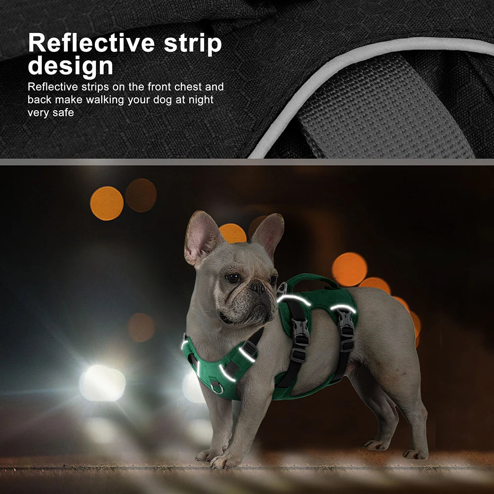 Reflective Dog Harness, Adjustable Nylon Vest with Handle