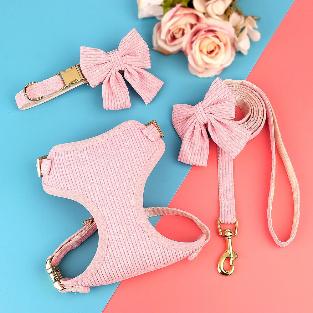 Dog Harness Leash Set, Soft Adjustable Harness & Collar for Small Dogs