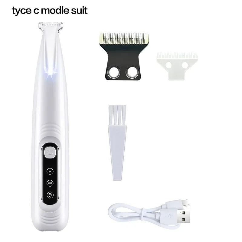 Dog Paw Trimmer with LED Light – Waterproof Rechargeable Dog Clipper