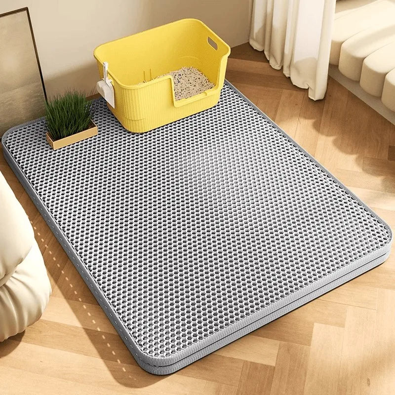 Extra Large Cat Litter Box Mat – Waterproof Washable Honeycomb Design