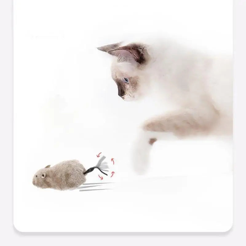 Wind Up Mouse Cat Toy – Lifelike Plush Running Pet Toy