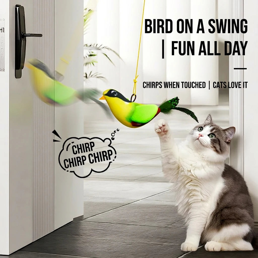 Interactive Bird Cat Toy – Plush Hanging Teaser Toy for Indoor Cats