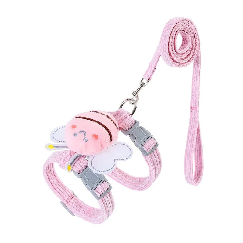 Cat Harness and Leash Set – Adjustable Cartoon Bee Design