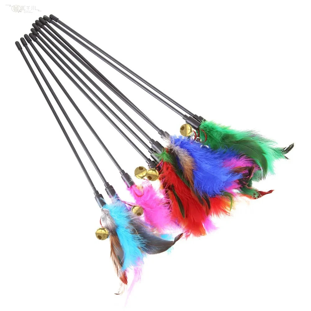 Feather Cat Wand Toy – 5-Piece Interactive Cat Teaser Set